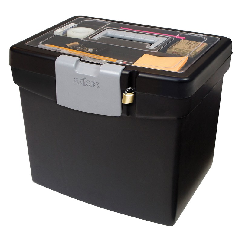 Storex Economy Portable File Box for Letter Size Hanging Files,