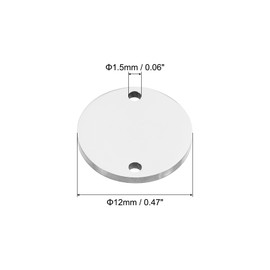 PATIKIL 12mm Steel Disc, 10Pcs Metal Stamping Blanks Tags Circle Round Pendants Metal Plate Connection Stainless Steel with 2 Holes for Laser Engraving Stamping Craft Name Tag, Silvery