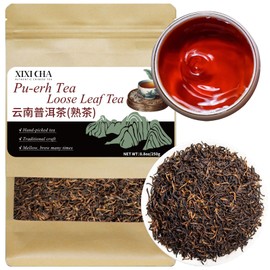 XIXICHA Pu-erh Tea Loose Leaf 250g/8.81oz Ripe Puerh Chinese Tea Yunnan Ancient Tree Puer Loose Leaf Black Tea 普洱茶 熟茶 宫廷普洱茶 云南勐海普洱茶