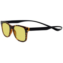 Magz Chelsea Magnetic Polarized BiFocal Sunglasses PICK COLOR&POWER Rear Connecting Frame, Tortoise Havana Brown Gold Frame/Yellow Lens, Medium