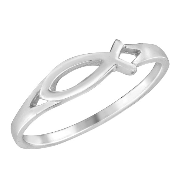 AeraVida Simple Christian Ichthys Jesus Fish Sterling Silver Everyday Ring-8
