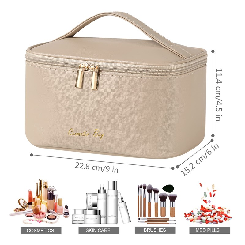 KITENROM Makeup Bag Portable Travel Cosmetic Bag with Brush Holder，Waterproof