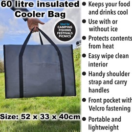 Buystarget Extra Large Cooler Bag Box Insulated Thermos Portable Lightweight Keeps Food Drinks Cool Cooling Delivery Bags Beach Camping BBQ Shopping Fishing Picnic Lunch Outdoor Travel (60L Grey)