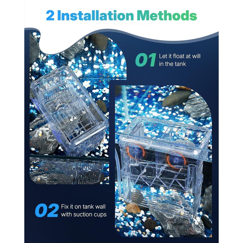 Pawfly Aquarium Fish Breeding Box Transparent Plastic Breeder Box for