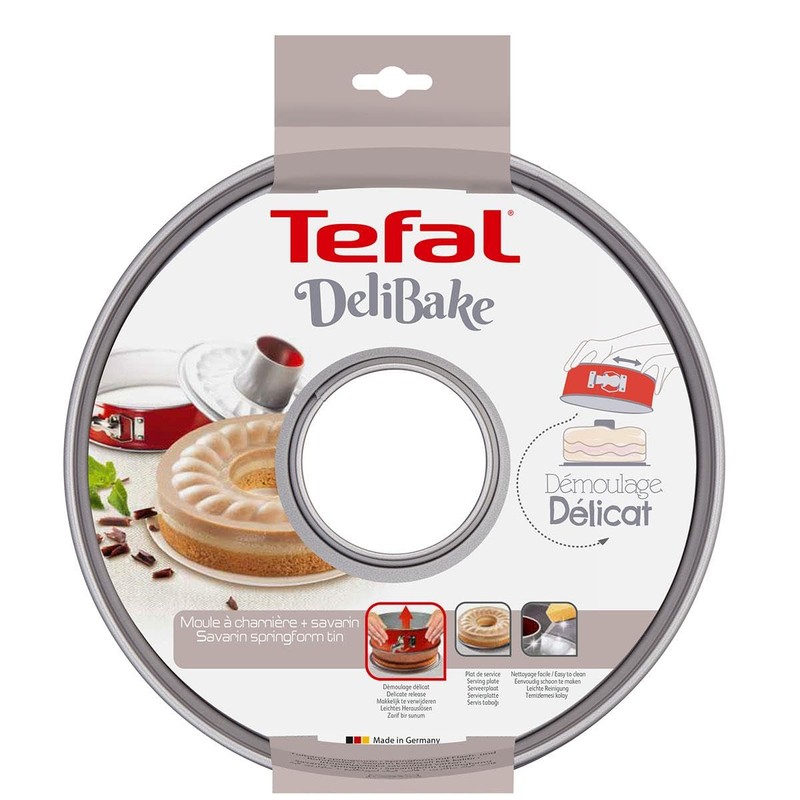 Tefal Hinged j1642814 Savarin Mould, Stainless Steel, 27 cm, Red