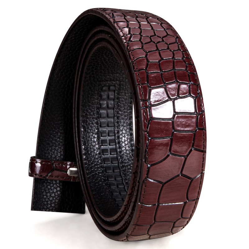 Barry.Wang Mens Formal Belt,Full Grain Leather with Automatic Buckle Nickel