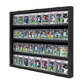 Graded Sports Card Display Case Lockable,Trading Card Collector Wall Display Holder for Baseball Basketball Football Hockey Cards, UV Protection Acrylic(Black)