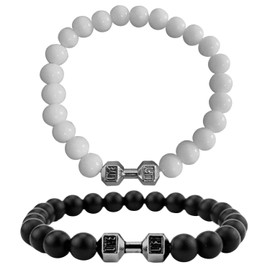 CHROMACRAFT 2 Pieces Dumbbell Bead Bracelets, Fashion Personality Bracelets, Elastic Bracelets, Fitness Element Bracelets, Gift Bracelets