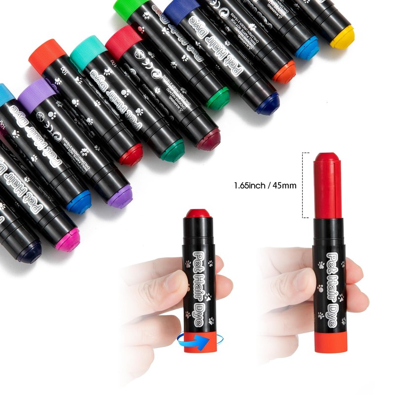 12 Pack Dog Hair Color Dye Temporary Non-toxic Vibrant Colors