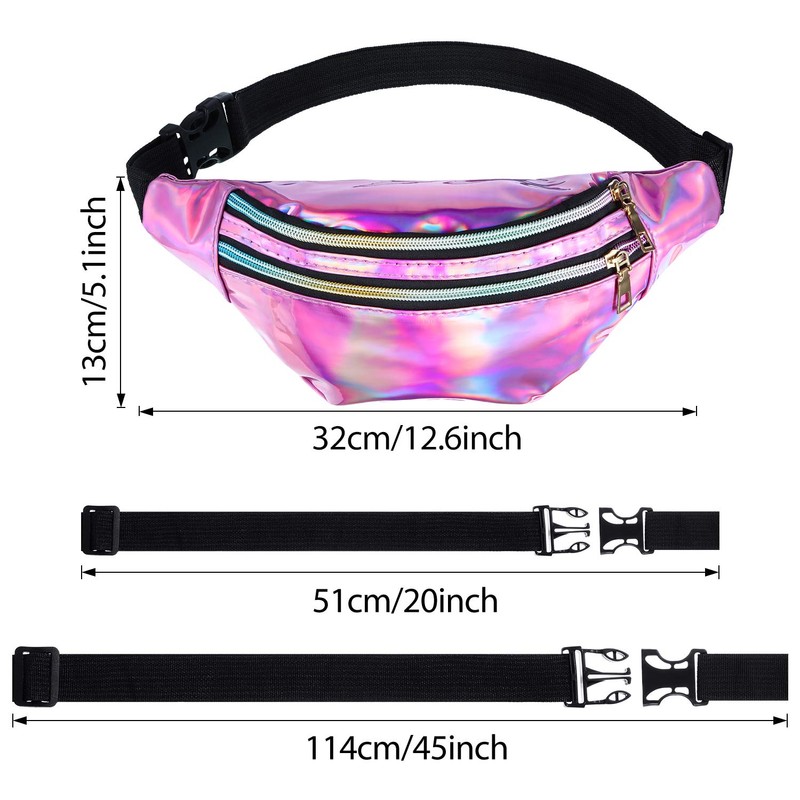 Frienda 2 Pieces Holographic Fanny Pack for Women Colorful Sport