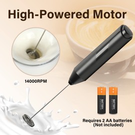 YSSOA Electric Milk Frother Handheld Battery Operated Automatic Milk Foam Whisk Drink Mixer for Coffee, Frappe, Latte, Matcha, Black