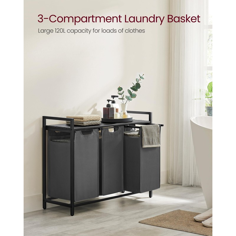VASAGLE Laundry Hamper, Laundry Basket, Laundry Sorter with 3 Pull-Out