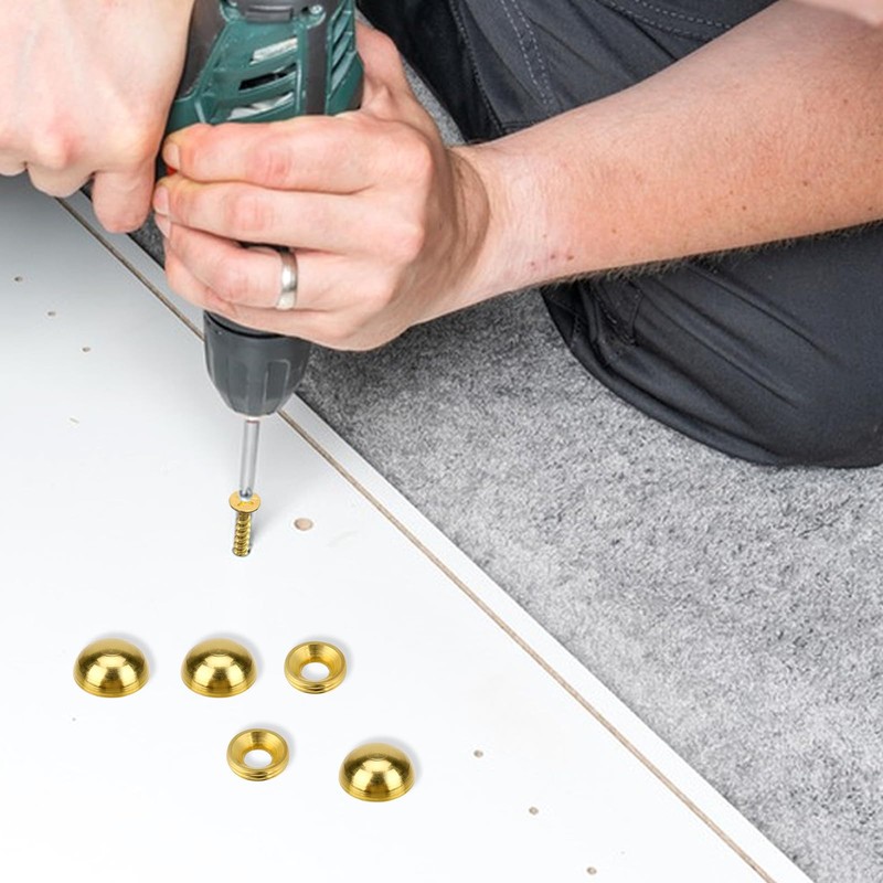 8Pcs Pure Brass Decorative Screws with Caps Mirror Fixing Screw