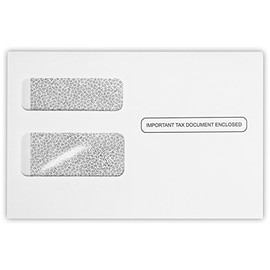 LUXPaper Double Window Tax Envelopes | Form W-2/1099 | Document Enclosed | Security Tint | 5 3/4" x 8 7/8" | White | 24lb. Text | 50 Qty