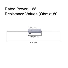 sourcing map Metal Oxide Film Resistance Axial Lead 1 W 1 Watt 180 Ohm ± 5% Tolerance Pack of 50