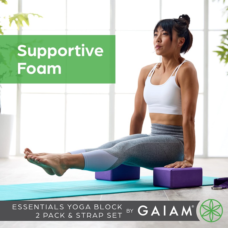 Gaiam - Kit de Yoga: Bloques y Correa, Accesorios para