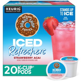 The Original Donut Shop Iced Refreshers, sabor a fresa acaí, cápsulas Keurig de una sola porción K-Cup, 20 unidades