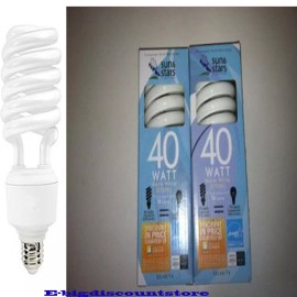 SUN & Stars 2Pc40W T4 Spiral Compact Fluorescent Bulb Screw In Base High Lumen/Wattage Light
