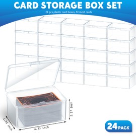 Vicenpal Playing Deck Card Storage Box Plastic Card Boxes Compatible with 100 Mtg Holder Storage Case 4.3 x 2.95 x 2.2 Inches Organizer Snap Closed for Trading Card Games Card Collector (24 Pcs)