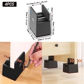 lurora2021 Set of 4 Furniture Risers, 5 cm, Adjustable Bed Raisers with Screw Clamp, Chair Raiser, Sofa Raiser, Black, Robust Bed Riser, Table Raiser for Cupboards, Beds, Sofas, Tables, Chairs (10 ~