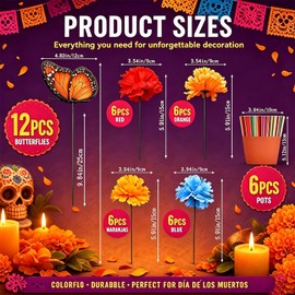 42 Pcs Mexican Table Decorations Fiesta Centerpieces for Day of the Dead