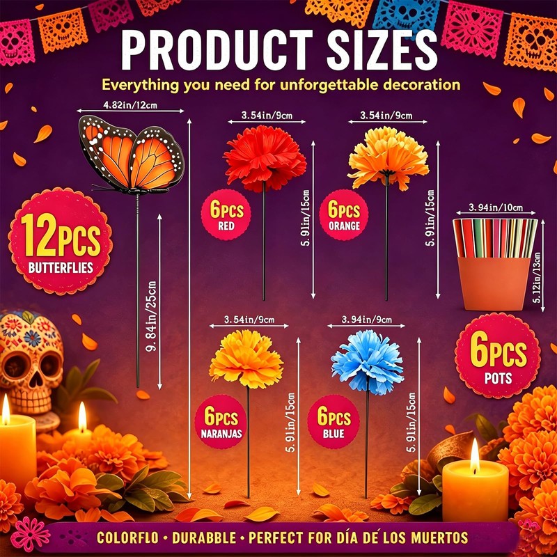 42 Pcs Mexican Table Decorations Fiesta Centerpieces for Day of