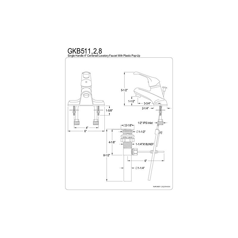 Kingston Brass GKB511 Single-Handle 4 in. Centerset Bathroom Faucet, Polished
