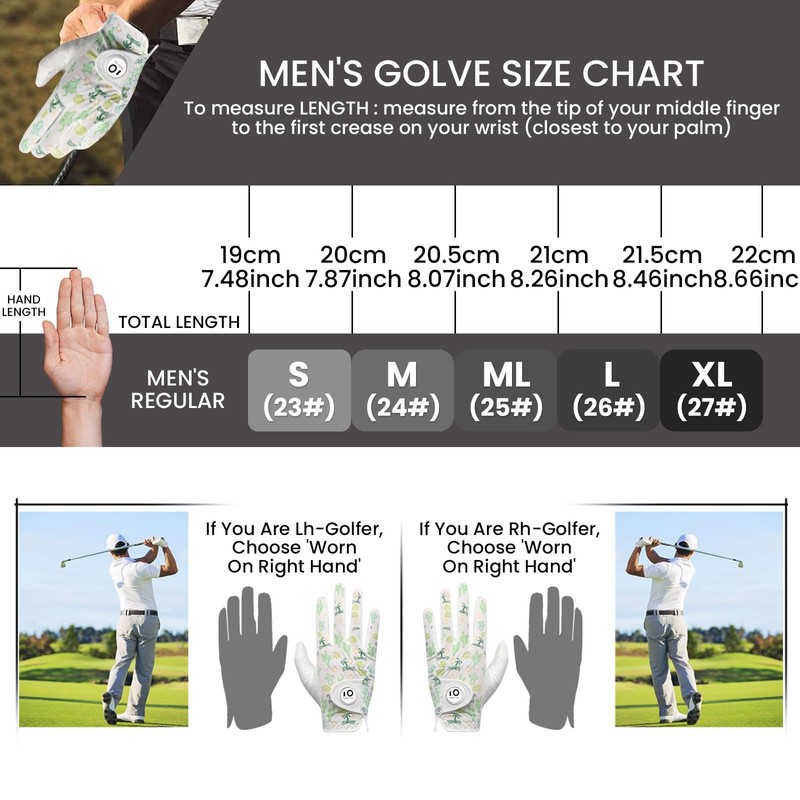 FINGER TEN Golf Gloves Men's Left Right Hand Leather with