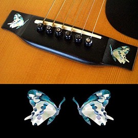 Inlay Sticker Decal For Acoustic Guitar Bridge Side In Abalone Theme - Butterfly (BL) Set