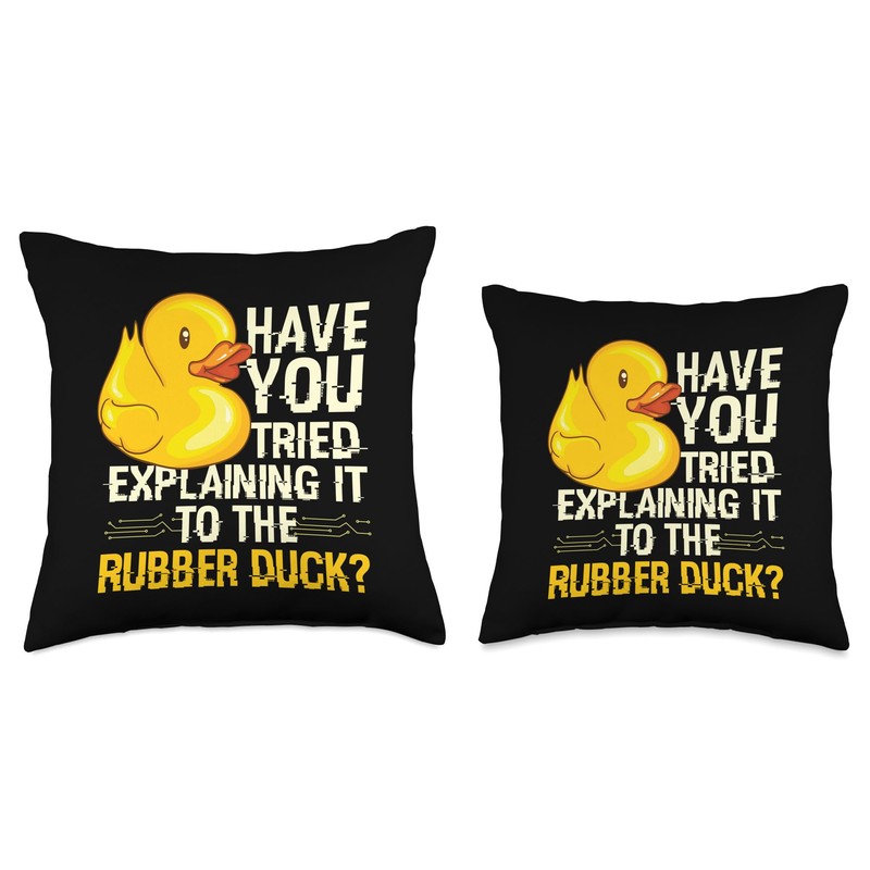 Funny Programmer - Rubber Duck Debugging Throw Pillow