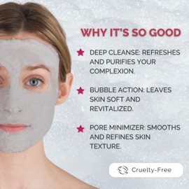 Elizabeth Mott Carbonated Bubble Detox Clay Mask – Korean Skincare for Deep Pore Cleansing, Acne, Blackheads & Oil Control – Charcoal Face Mask for Breakouts & Smooth Skin – Cruelty-Free, 3.53 oz