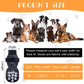 2 Pairs of Non-Slip Socks for Dogs, Dog Socks with Adjustable, Non-Slip Dog Socks for Hardwood Floors, Paws, Slides, Paw Protectors for Small, Medium and Large Dogs
