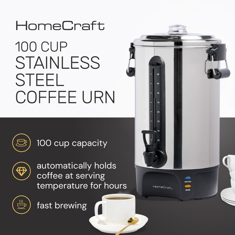 Homecraft 100-Cup Coffee Urn and Hot Beverage Dispenser with Dripless