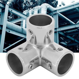 Yuecoom Pipe Fitting, 3-Way Tube Connector, 3-Way Stainless Steel Corner Pipe Fitting, 1 Inch Stainless Steel Tube Connector Side Outlet Elbow for Pipe Maintenance