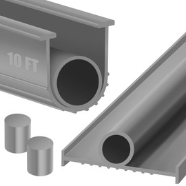 ToLanbbt Garage Door Bottom Rubber Seals 10 FT Garage Door Weather Stripping Kit Seal Strip Replacement with 5/16" T Ends & 2 End Plugs, Universal U+O Ring Weatherproof Rubber Bottom Seal, Gray