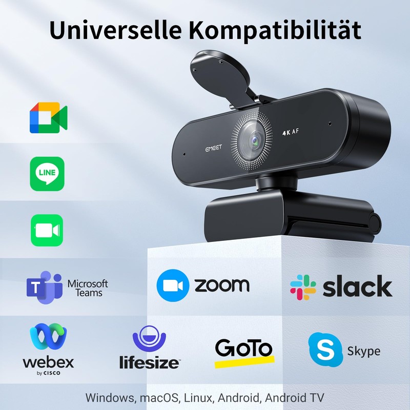 EMEET Nova 4K Webcam 4K Webcam with 2 Noise Cancelling