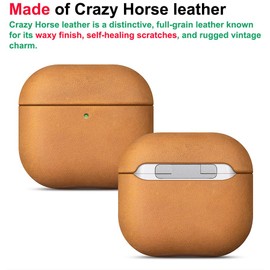 LOPIE Case for AirPods 4th Generation - Handmade Leather AirPods 4 Case Cover - Made of Crazy Horse Leather - Protective Hard Shell Cover Compatible with Wireless Charging - Vintage Style - Brown