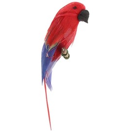 1/12 Scale Miniature Parrot Bird Model Artificial Realistic Parrot Model Decor for Doll House Garden DIY - Red