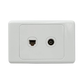 Contech CLSOL TV Antenna Socket & Telephone Jack Outlet, SAA Approved GPO, 10A 250V PVC White