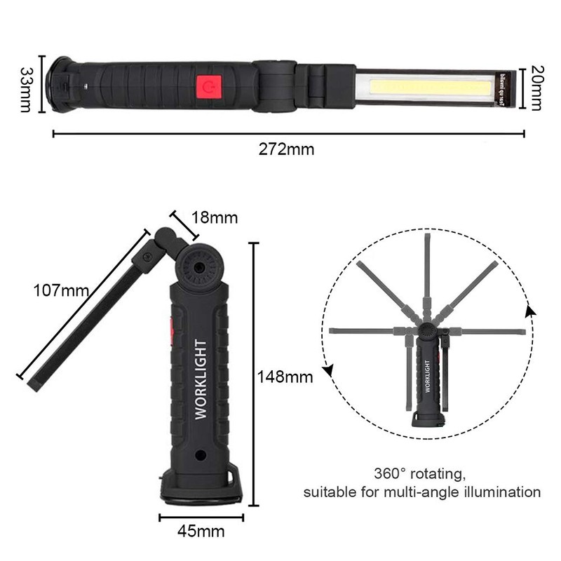 2Pack LED Work Lights, USB Rechargeable COB Light with Magnetic
