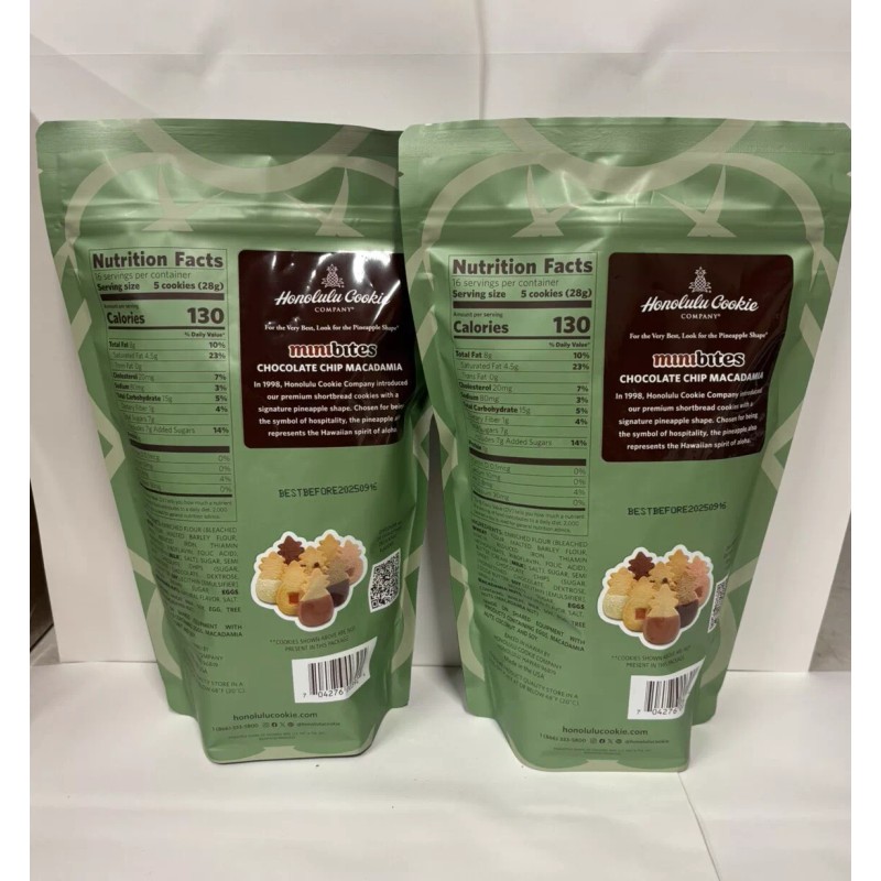 Honolulu Cookie Co. Mini Bites Chocolate Chip Macadamia Shortbread 16oz