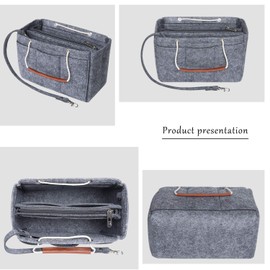 Soyizom Felt Bag Organiser Insert Handbag Fits Speedy 30-40, Handbag Organiser Insert for Tote with Handles Keychain, darkgray