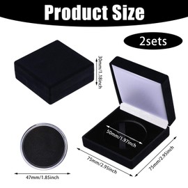 beinkmake 2Pcs Challenge Coin Display Case with Adjustable Plastic Coin 50mm Black Velvet Display Box Storage Presentation Box for Commemorative Coins Medals Tokens