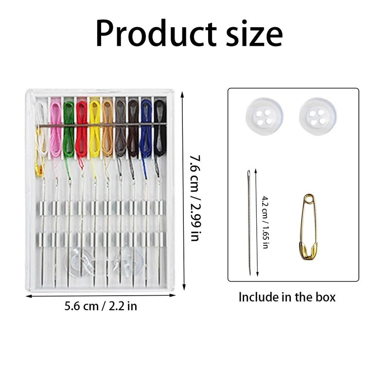 10 Boxes Quick Fix Sewing Kit, Easy Pre Threaded Needle