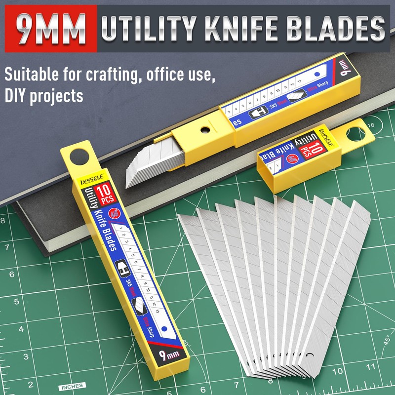 DIYSELF 50Pcs 9mm Utility Knife Replacement Blades, Snap Off Blades
