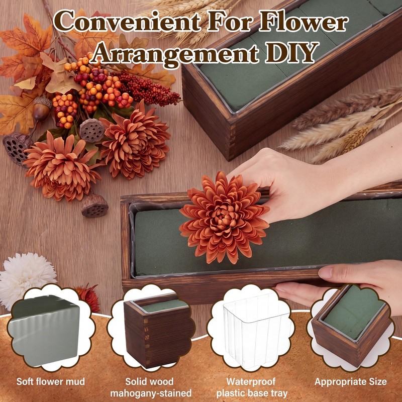 4 Set Rectangle Wooden Planters, 24 x 4 Inch Wood