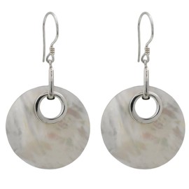 I-be, Mother of Pearl Earrings Round 925 Silver 394701, Sterling Silver, Nacre