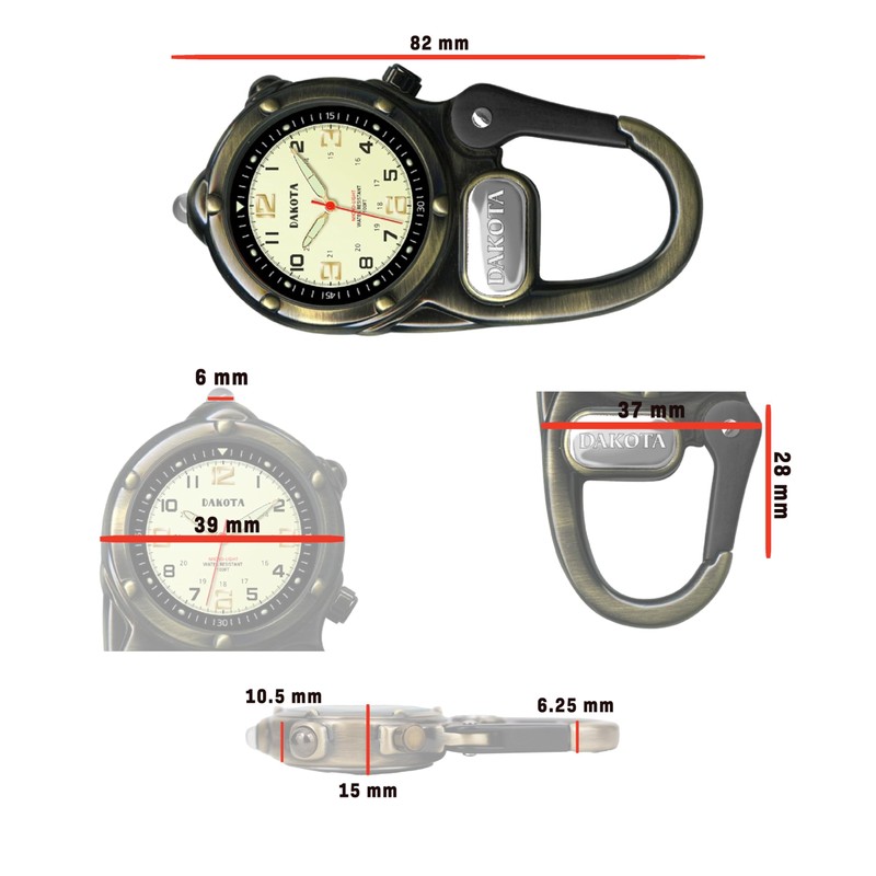 Dakota Mini Clip Microlight, Clip Watch, Flashlight and Watch, Outdoor