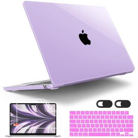 Tuiklol for Clear M3 MacBook Air 13.6 inch Case 2024 2023 2022 Release Model A3113 A2681 with M2 Chip,Laptop Hard Shell Cases with Keyboard Cover & Screen Protector & Camera Cover, Clear Purple