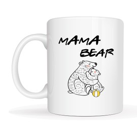 This Funny Mother's Day Mama Bear Coffee Mugs, Birthday Gift Idea for Mom Mommy Mother Her, White 11 Oz